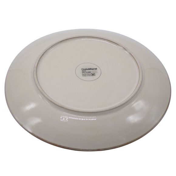 Crate & Barrel SCAVO Embossed Brown Border Cream Center 11 1/8" Dinner Plate - Picture 3 of 4